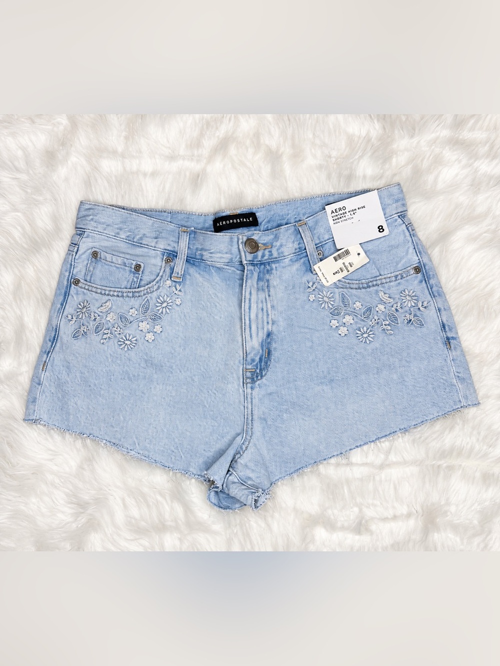Aeropostale Light Blue Embroidered Denim Shorts
